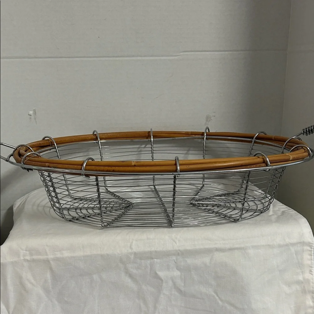 Wire Egg Basket with Wooden Rim 28 inches Wide